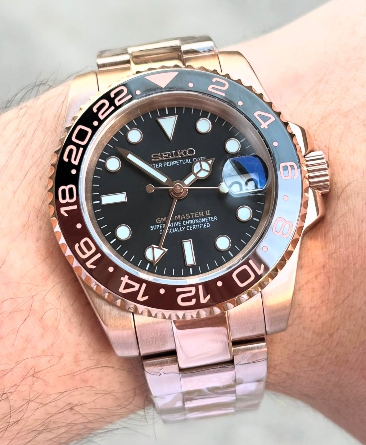SEIKO MOD GMT FULL ROSEGOLD MEN'S WATCH