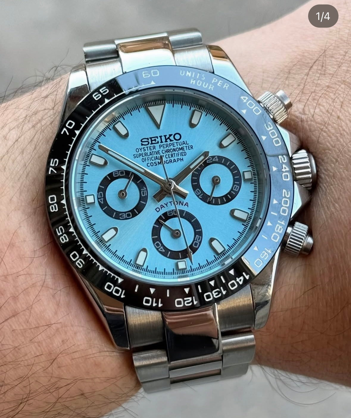 SEIKO MOD DAYTONA BLUE BLACK MEN'S WATCH