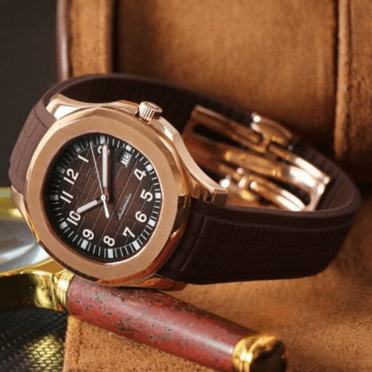 AQUA | ROSE GOLD BROWN | SILICON STRAP