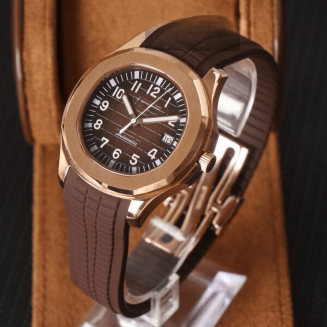 AQUA | ROSE GOLD BROWN | SILICON STRAP