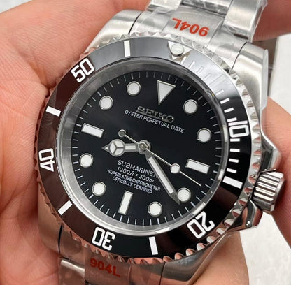 SEIKO MOD SUBMARINER CLASSIC BLACK MEN'S WATCH