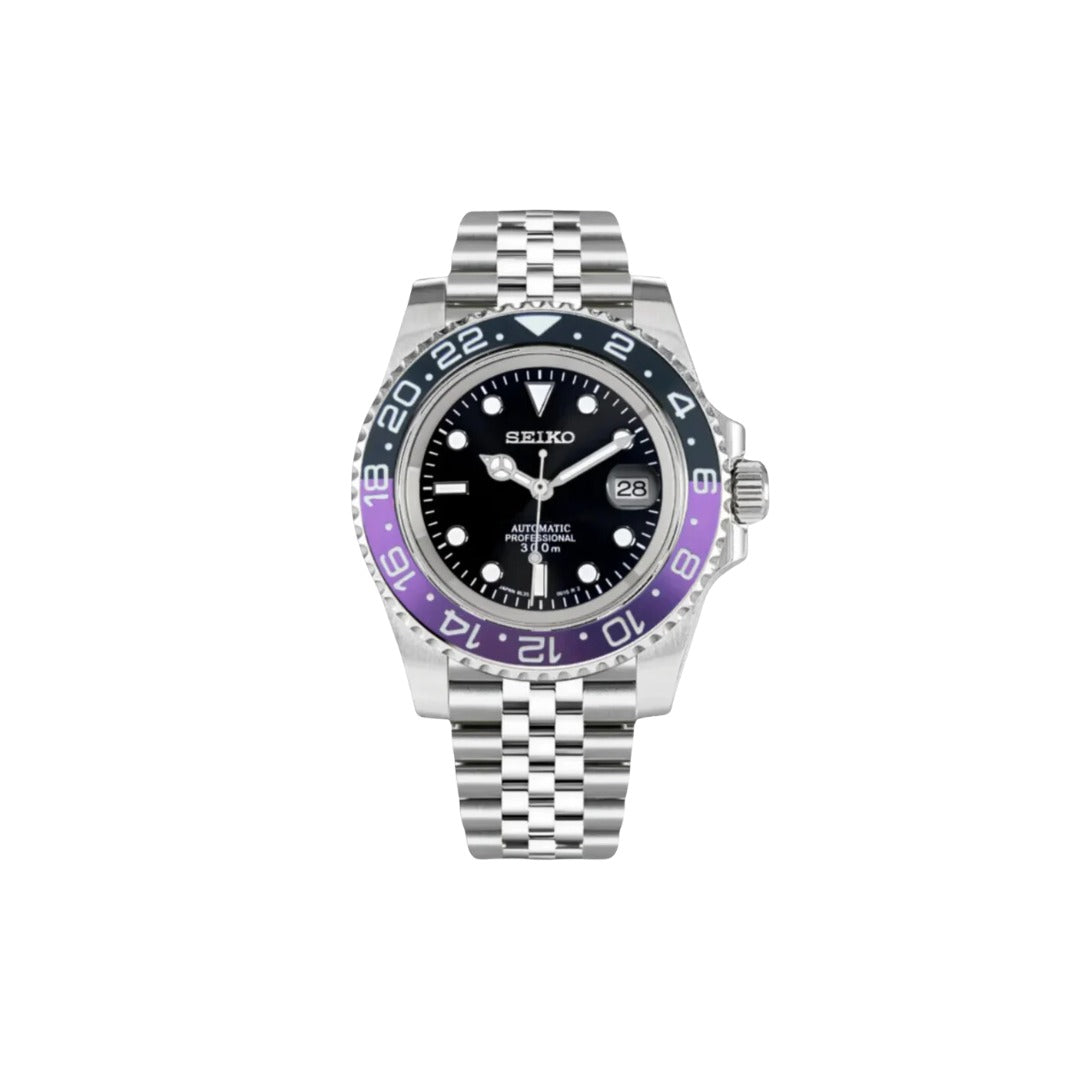 SEIKO MOD GMT BLACK PURPLE MEN'S WATCH