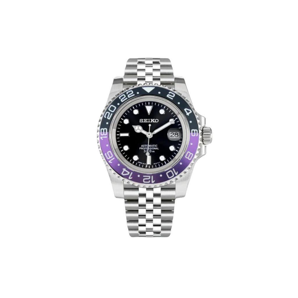 SEIKO MOD GMT BLACK PURPLE MEN'S WATCH