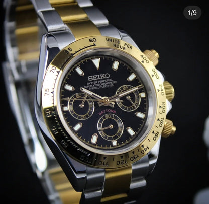 SEIKO MOD DAYTONA GOLD SILVER MEN'S WATCH