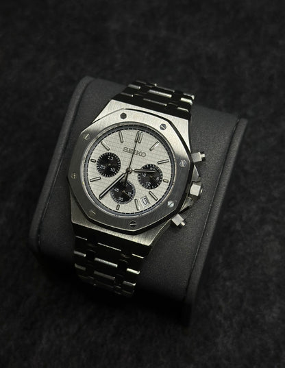 SEIKO MOD ROYAL OAK CHRONO WHITE MEN'S WATCH