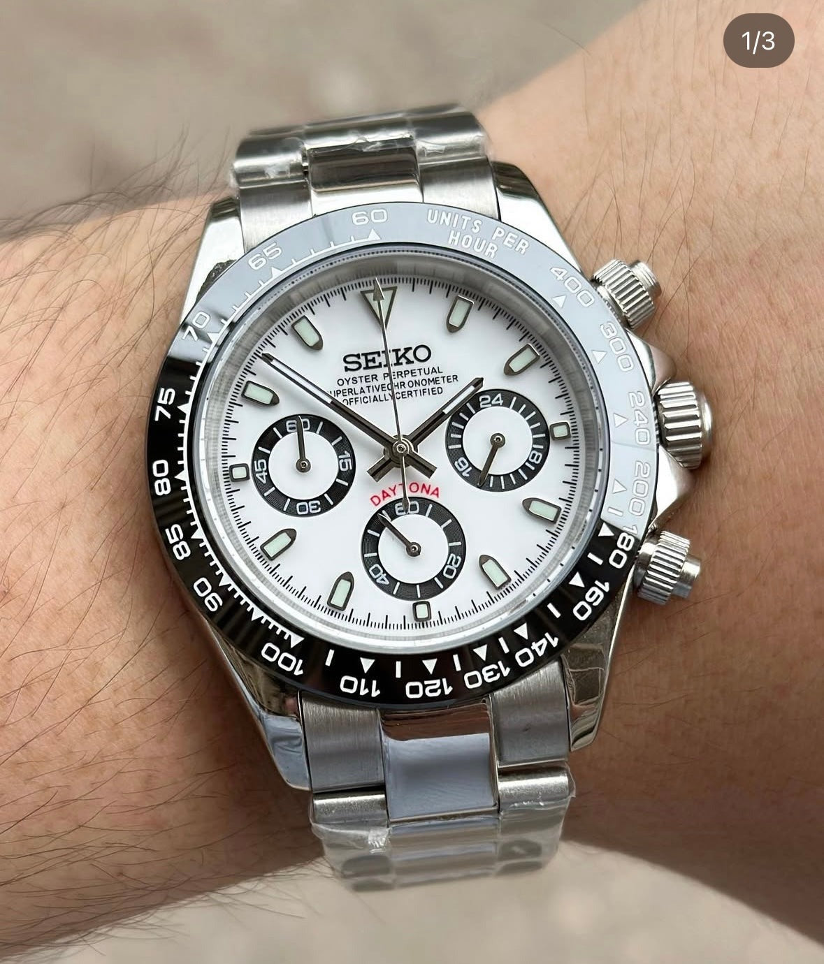 SEIKO MOD DAYTONA PANDA MEN'S WATCH