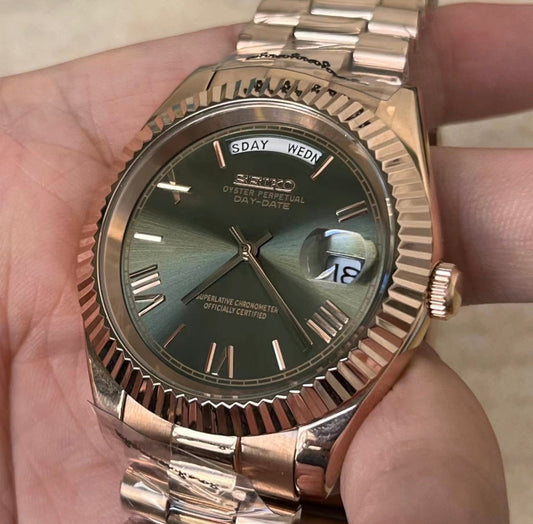 Seiko Rose Gold Green DayDate Mod