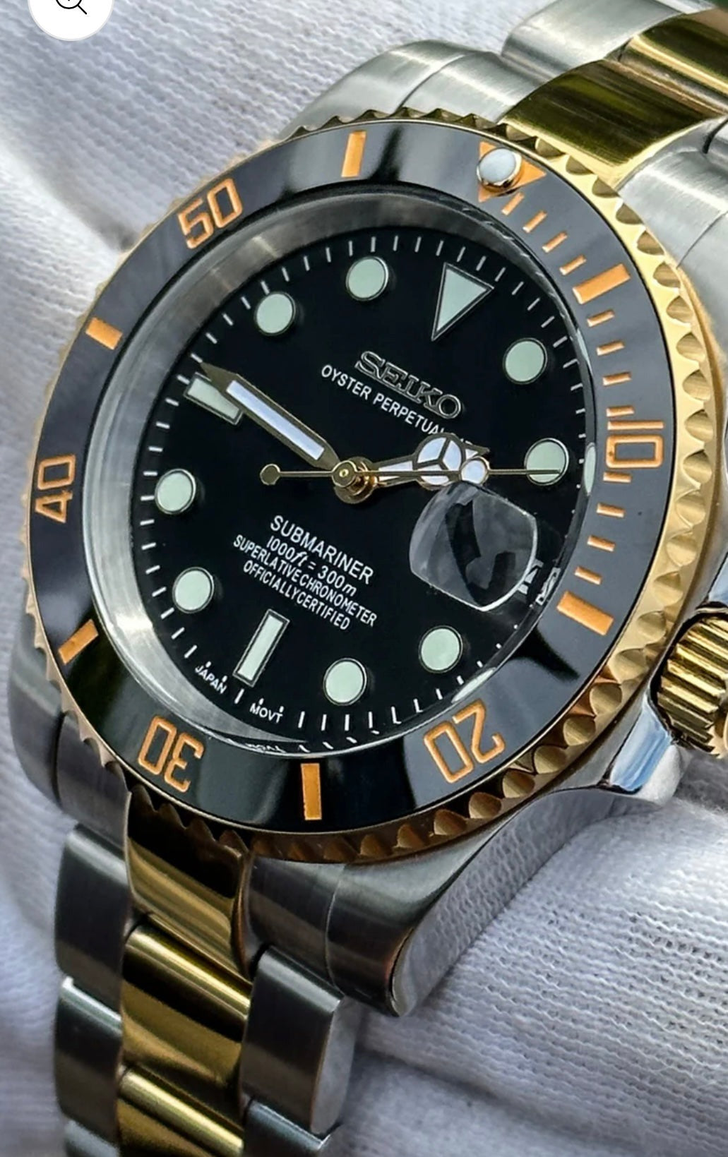 SEIKO MOD SUBMARINER TWO-TONE GOLD MEN'S WATCH