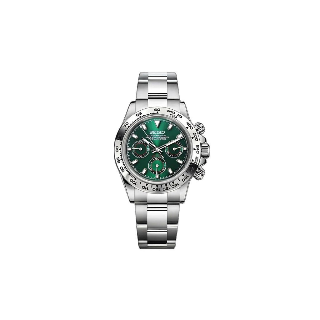 SEIKO MOD DAYTONA SILVER GREEN MEN'S WATCH