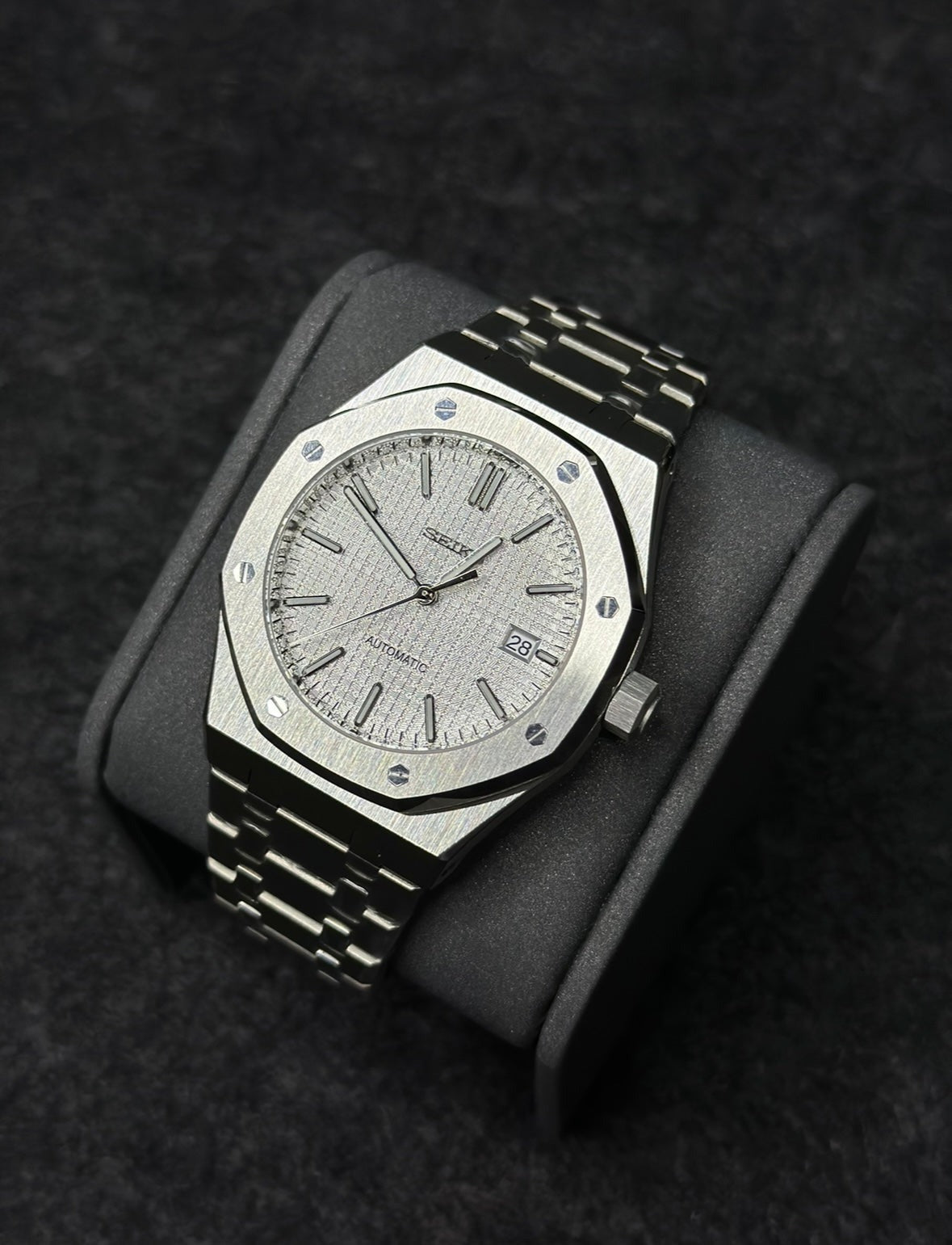 SEIKO MOD ROYAL OAK WHITE MEN'S WATCH