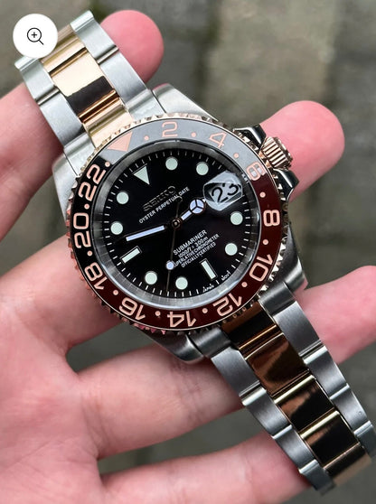 SEIKO MOD GMT ROOTBEER GOLD MEN'S WATCH