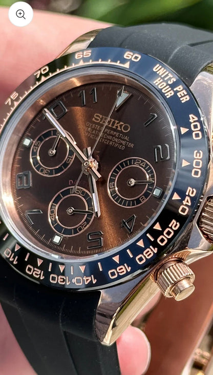 SEIKO MOD DAYTONA CHOCOLATE DIAL (RUBBER STRAP) MEN'S WATCH