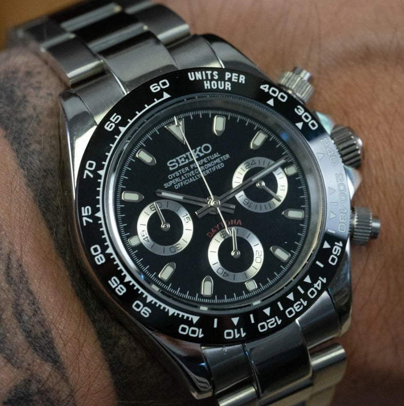 SEIKO MOD DAYTONA CLASSIC BLACK MEN'S WATCH